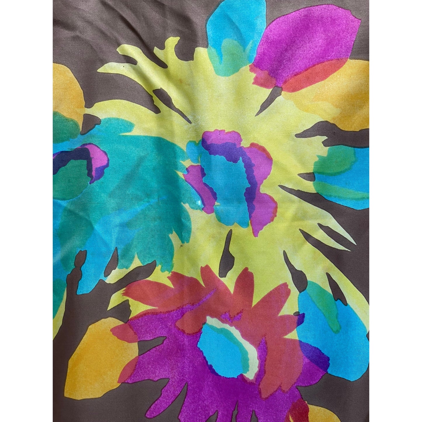 Vintage Jacques Fath Late 1960's Multicolor Silk Square Women's Designer Scarf