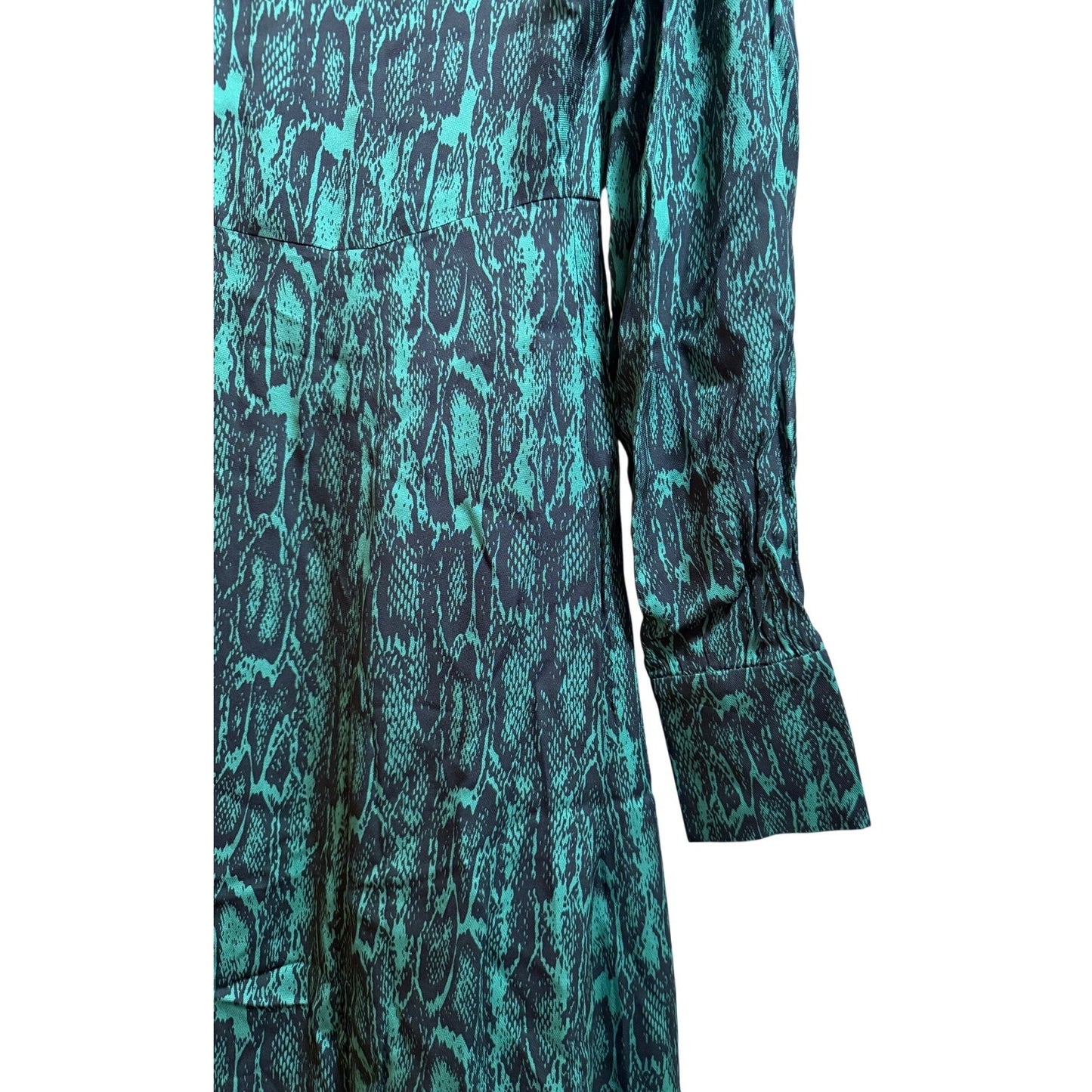 Reiss Greta Snake Skin Print Long Sleeve Maxi Dress - Teal - Size 8 - NWT