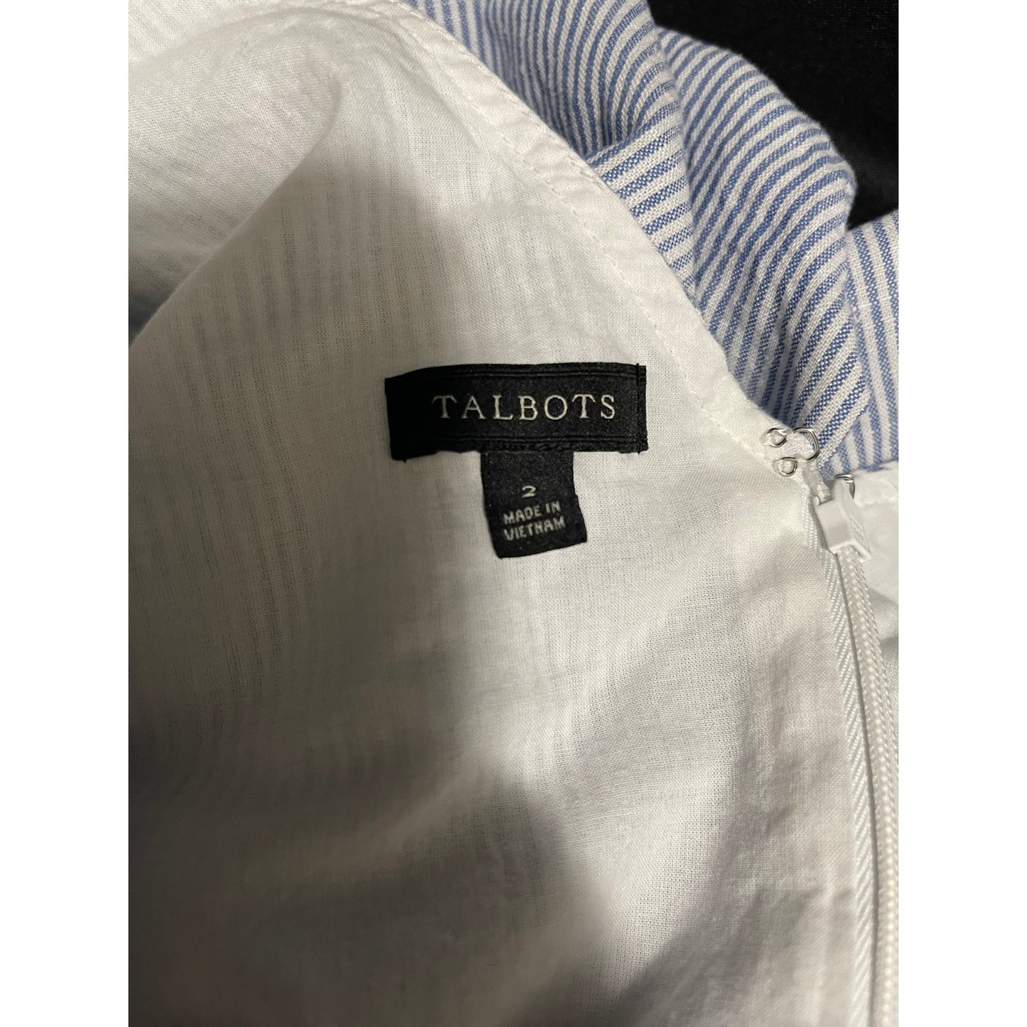 Talbots White & Blue Pinstripe Sleeveless Jumpsuit w/Belt - Size 2