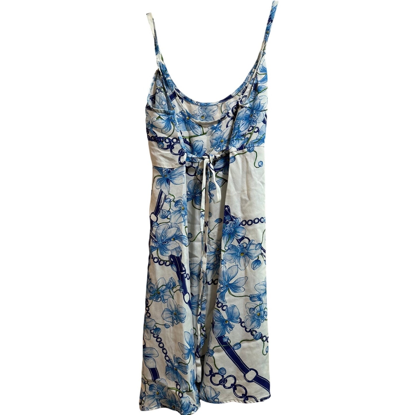 Lindsey Thornburg Blue & White Floral Floral Mini Sundress - Size Medium