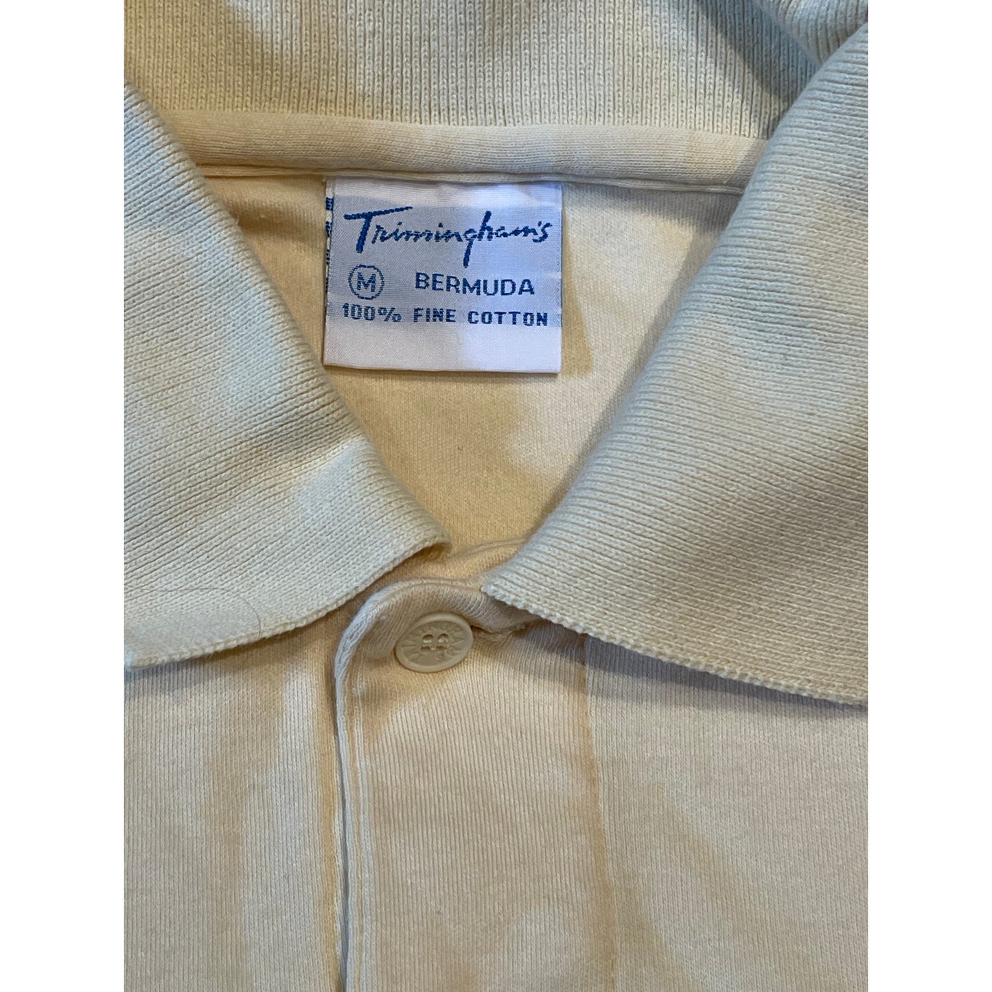 Vintage Trimingham's Bermuda 100% Cotton Medium Yellow Polo Shirt