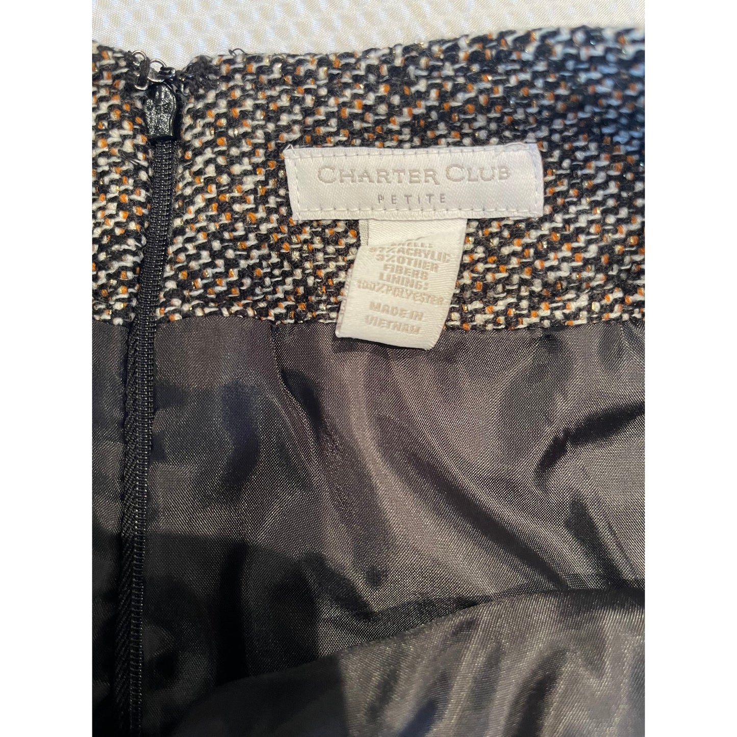 Charter Club Petite - Knit Lined Gold Flecks - Pencil Midi Skirt Size 8 Petite