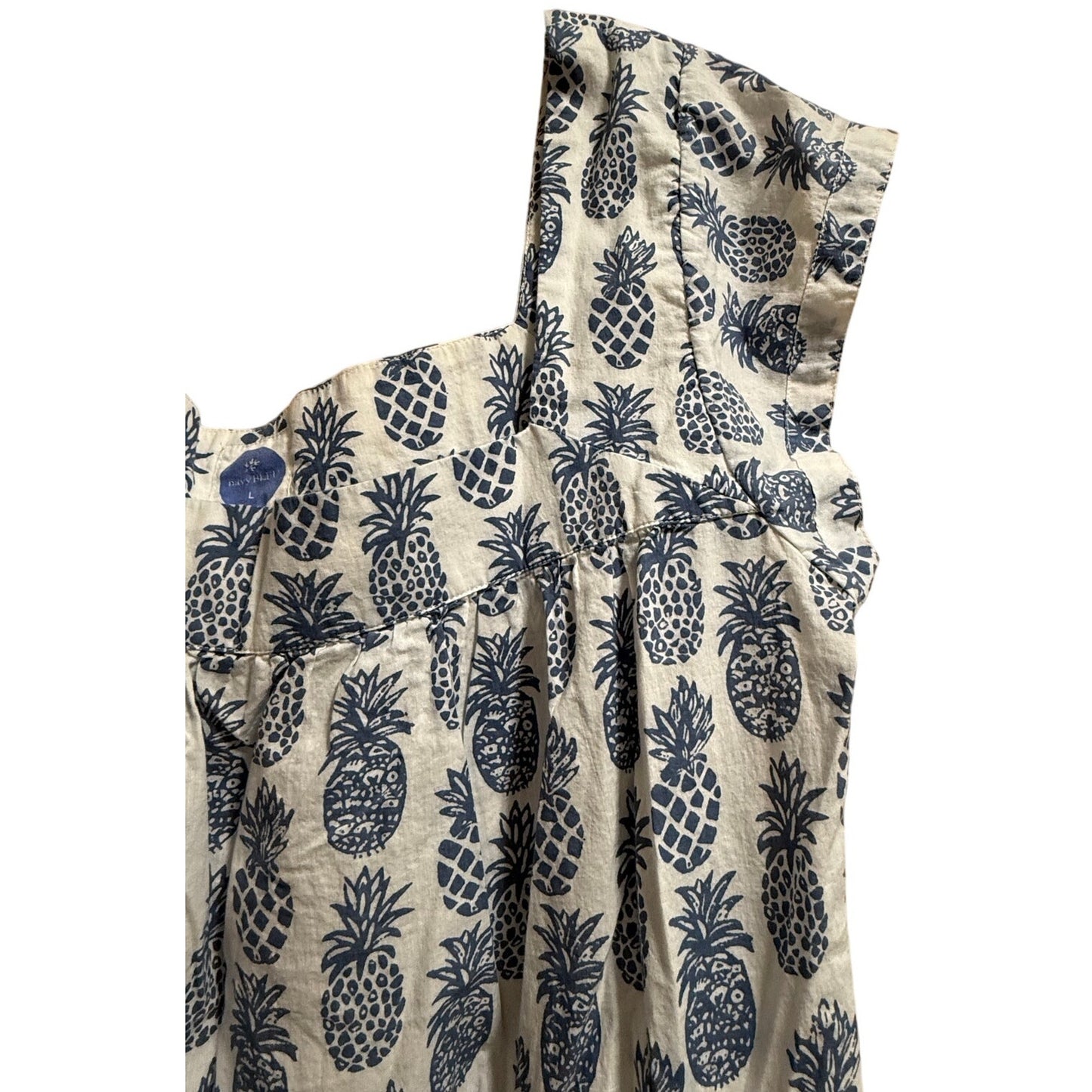 Navy Bleu Pineapple Print Sleeveless Mini Dress w/ Pockets - Size Large