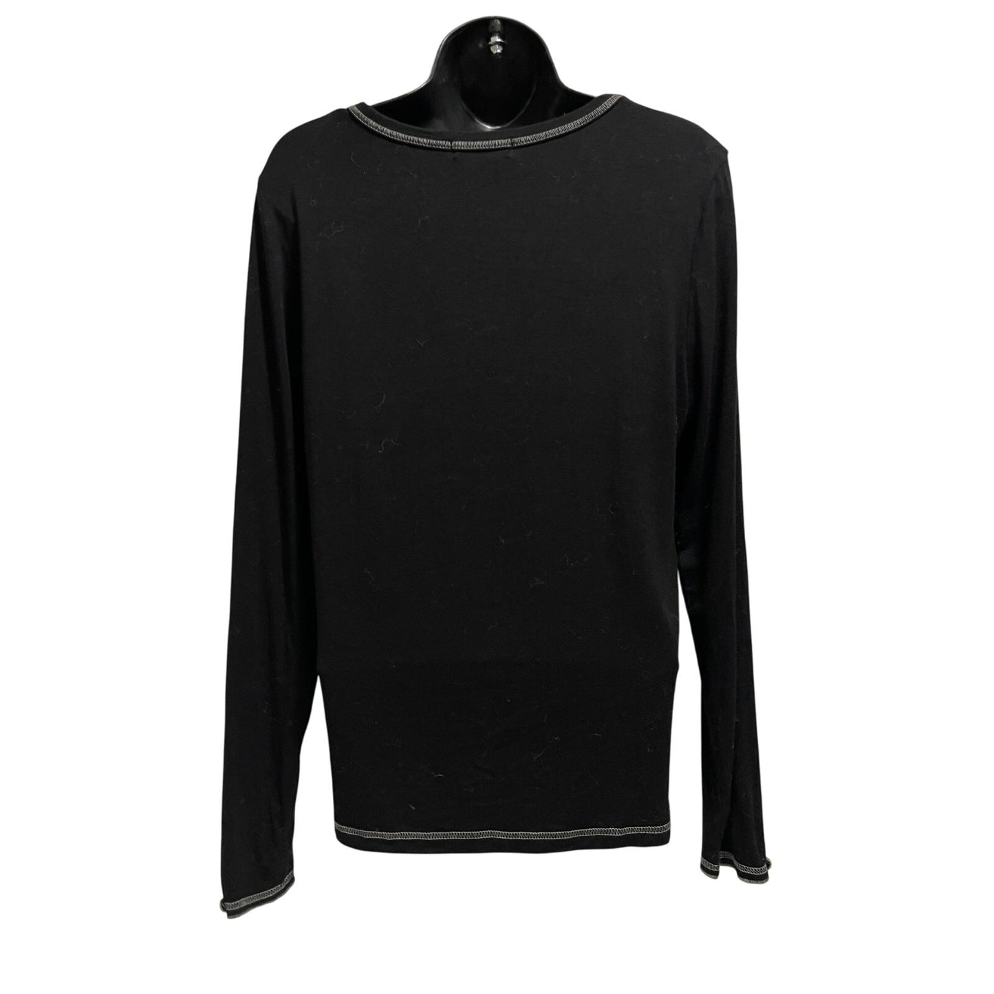 Gizel Black Graphic Print Beaded Accents Y2K Medium Long Sleeve T-Shirt