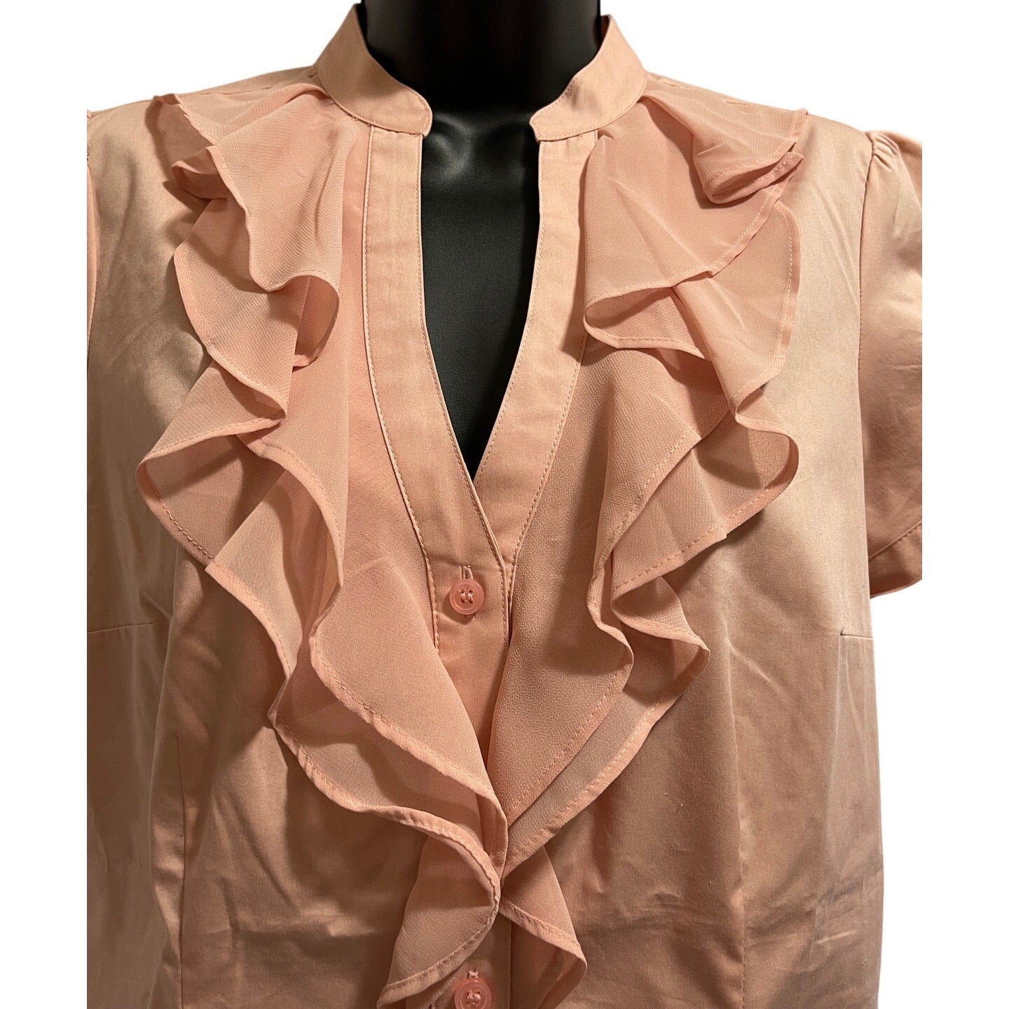 NWT The Limited Pink Short Sleeve Ruffle Front Blouse - Size Small
