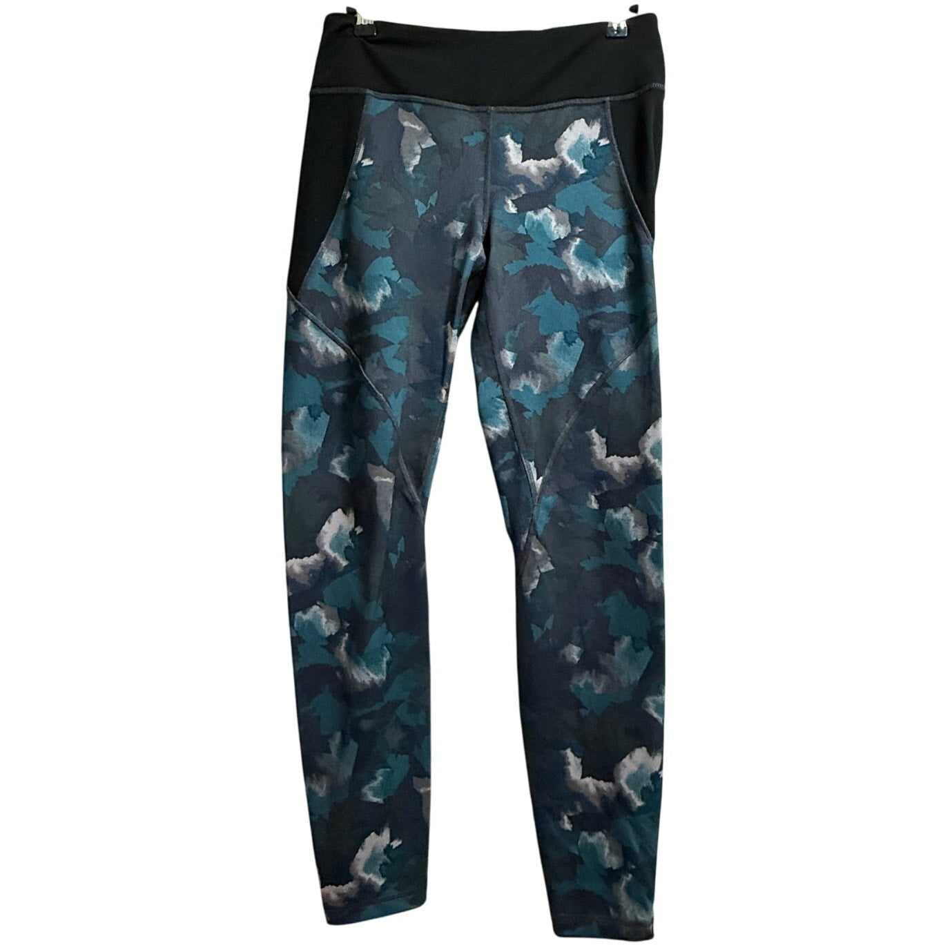 Patagonia Worn Wear Size Medium Black Green Abstract Leggings - Medium