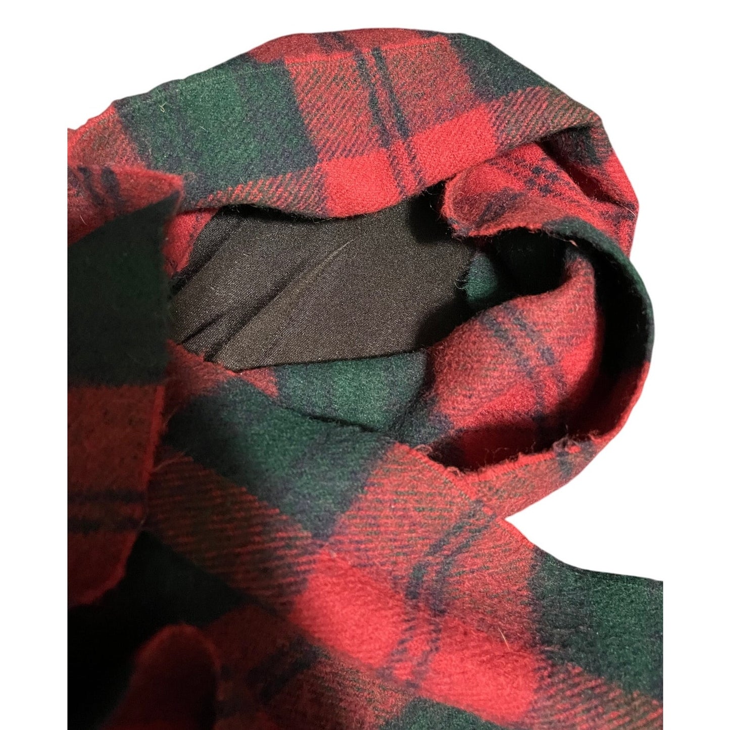 Vintage Red, Black and Green Plaid Scarf with Tassels - Unisex