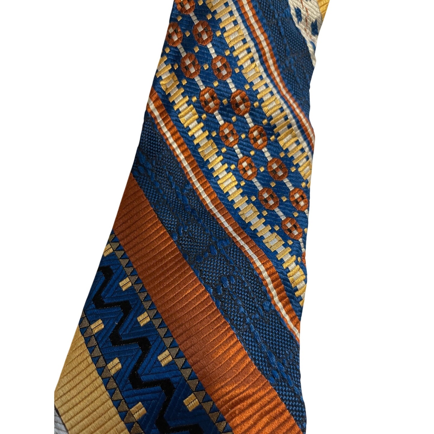 Vintage The Custom Shop Multicolor Striped Textured 100% Silk Necktie