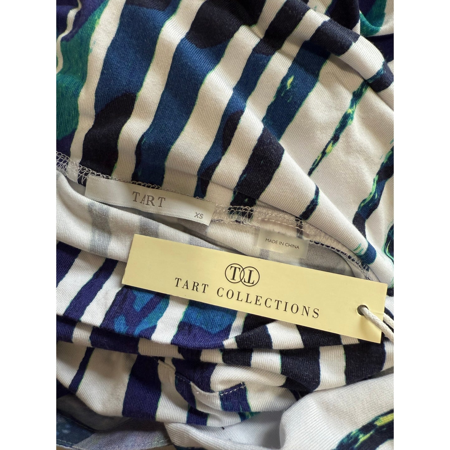 Tart Collections Blue Green Abstract Print Pencil Midi Skirt -Size XS- NWT