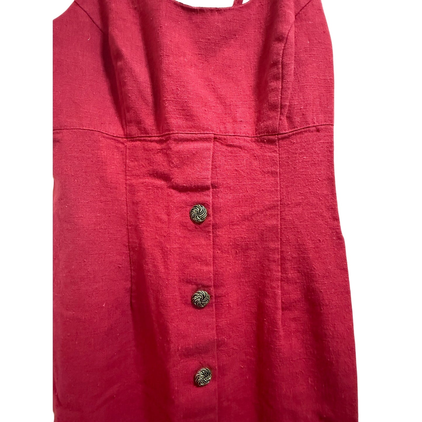 Blondie and Me Red Button Accent Sleeveless Midi Dress - Size 5-6