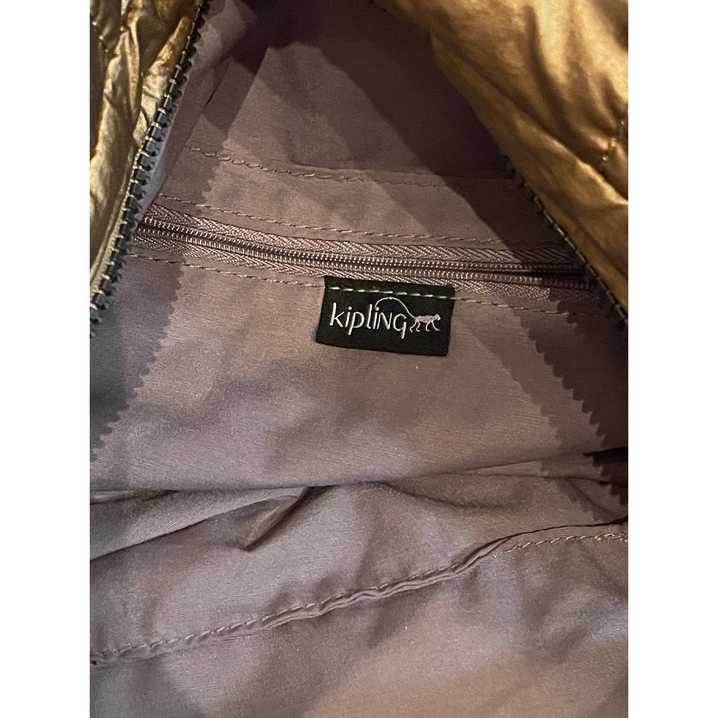 Kipling Metallic Gold / Bronze Puffy Padded Purse
