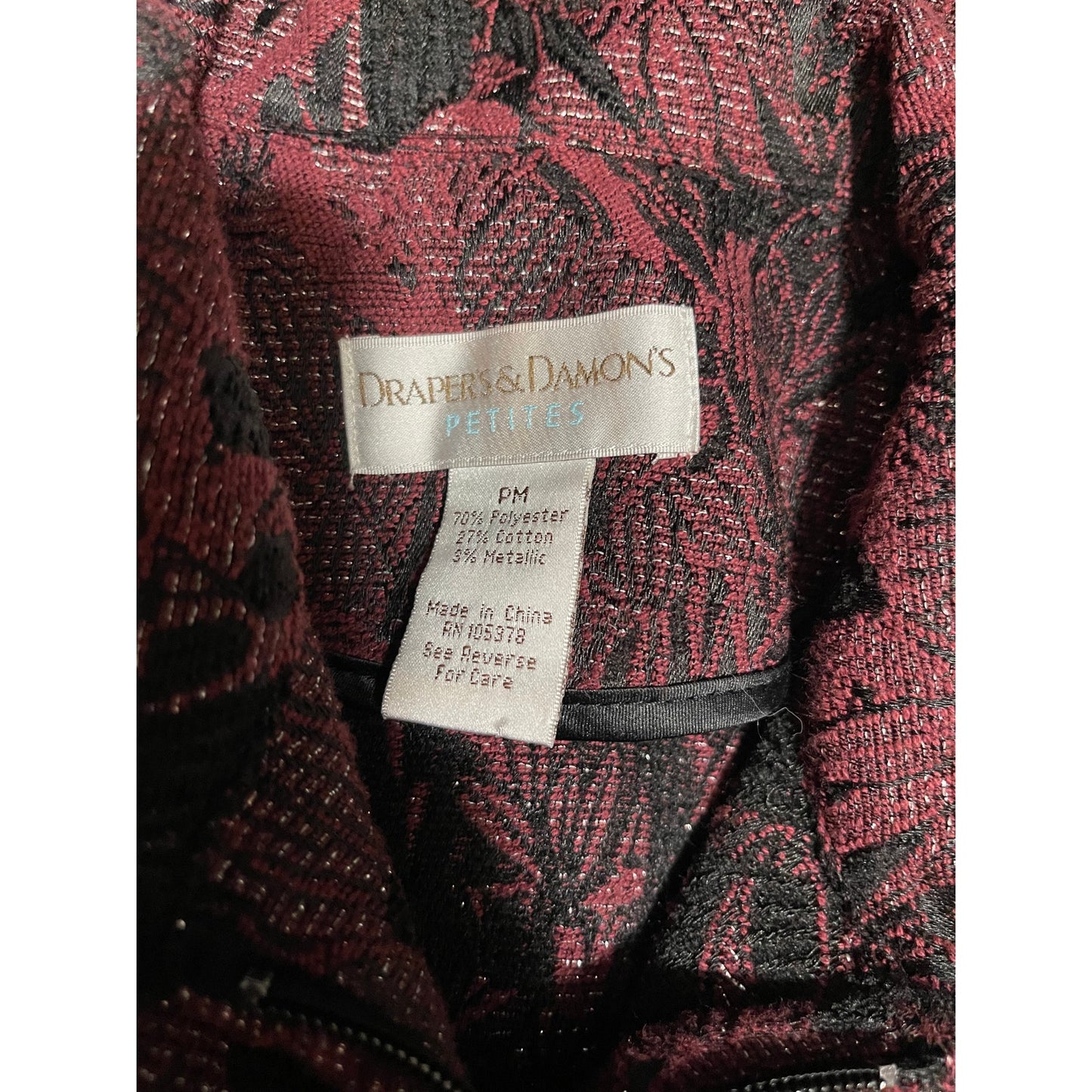 Draper's & Damon's Women's Petite Medium Textured Deep Red Jacket