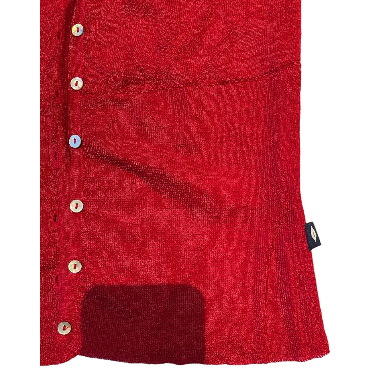 Bijou Jeans Red Cardigan Mother of Peal Buttons - Short Sleeve