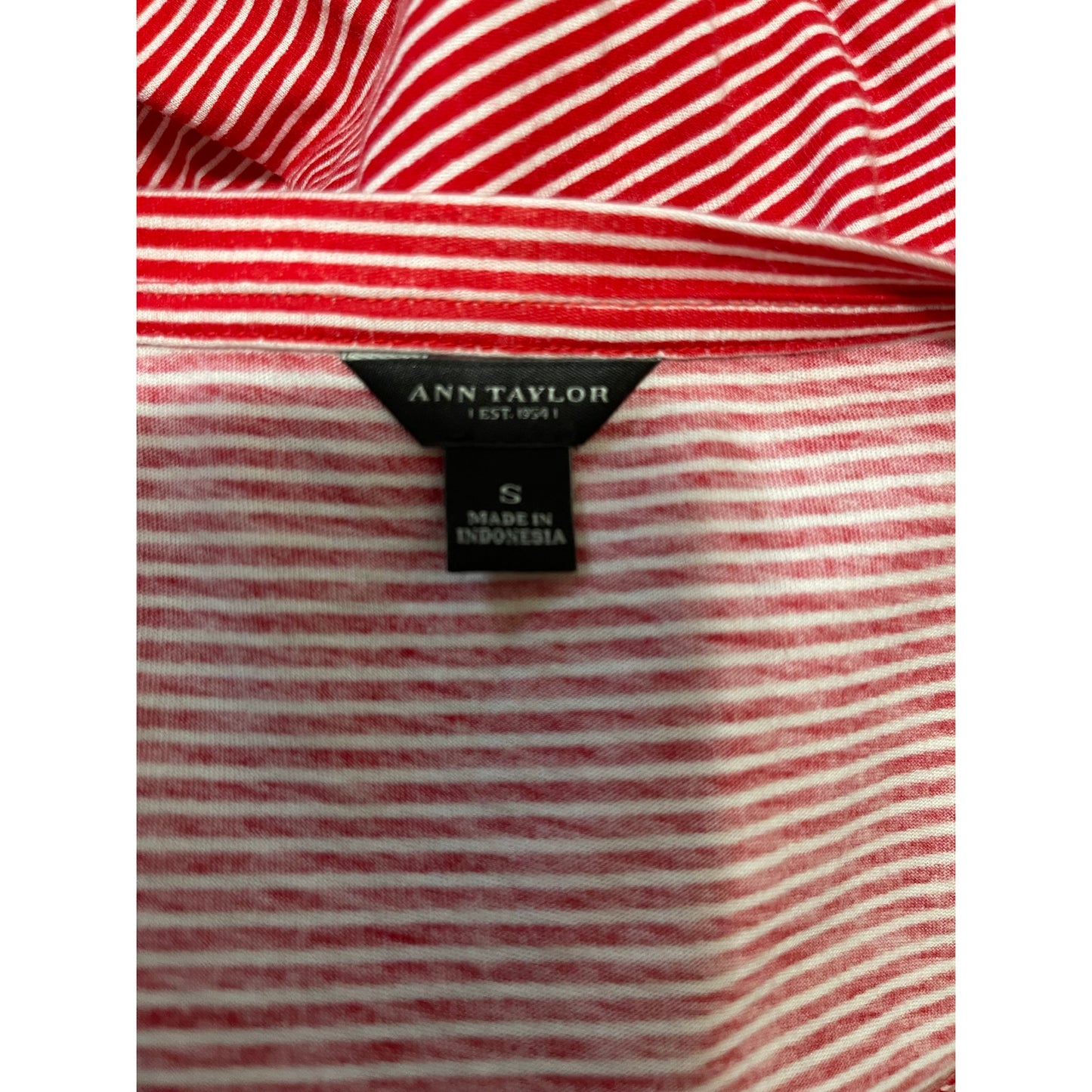 Ann Taylor Red & White Stripe Sequined Tank Top - Small