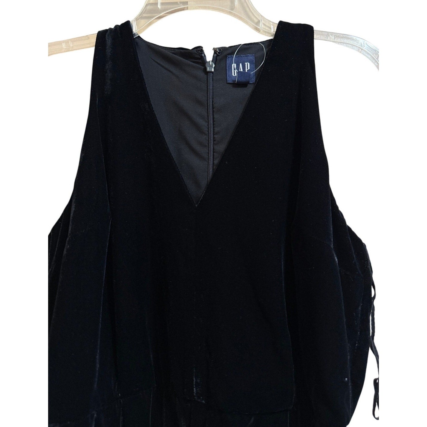 GAP Black Velvet Sleeveless Jumpsuit w/Belt - Small Petite - NWT $118 MSRP