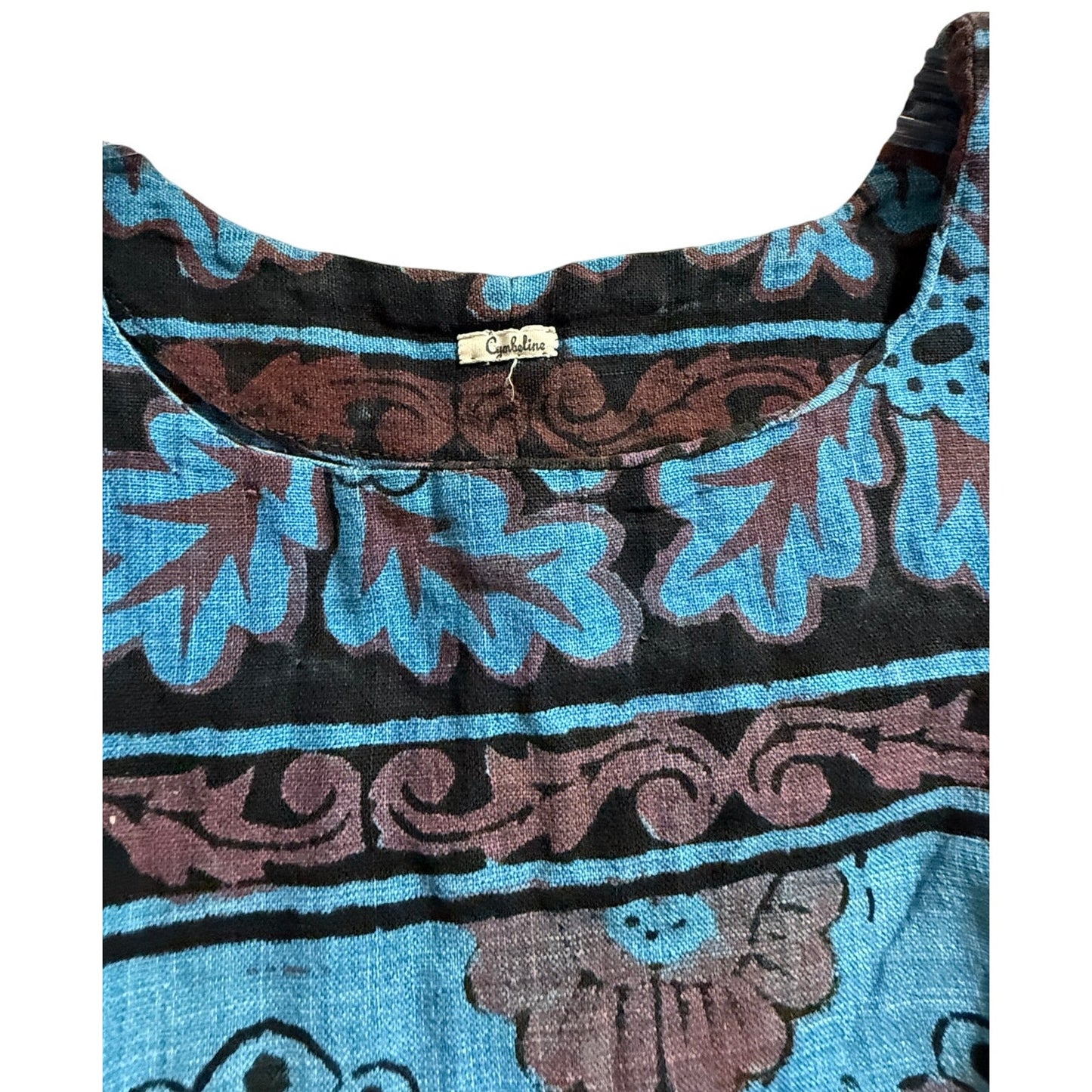 Vintage Retro Cymbeline Floral Boho Cropped Blouse - Small