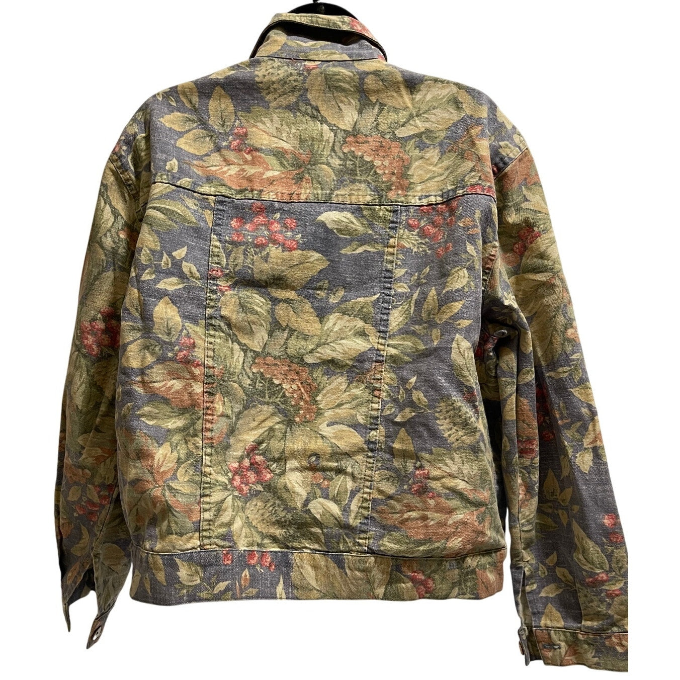 Vintage Norm Thompson Floral Denim Jacket - 100% Cotton - Large