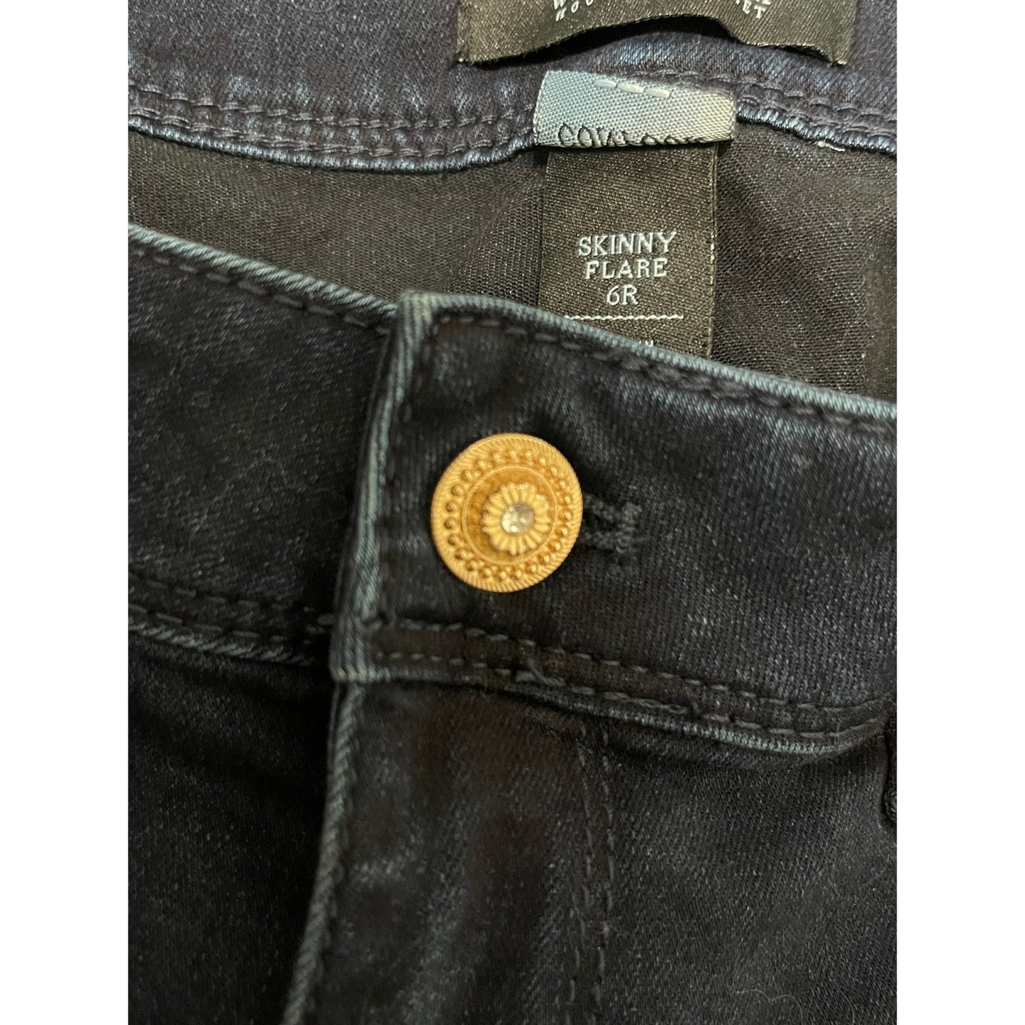 White House Black Market Skinny Flare Jeans - Dark Wash - Embellished - 6R