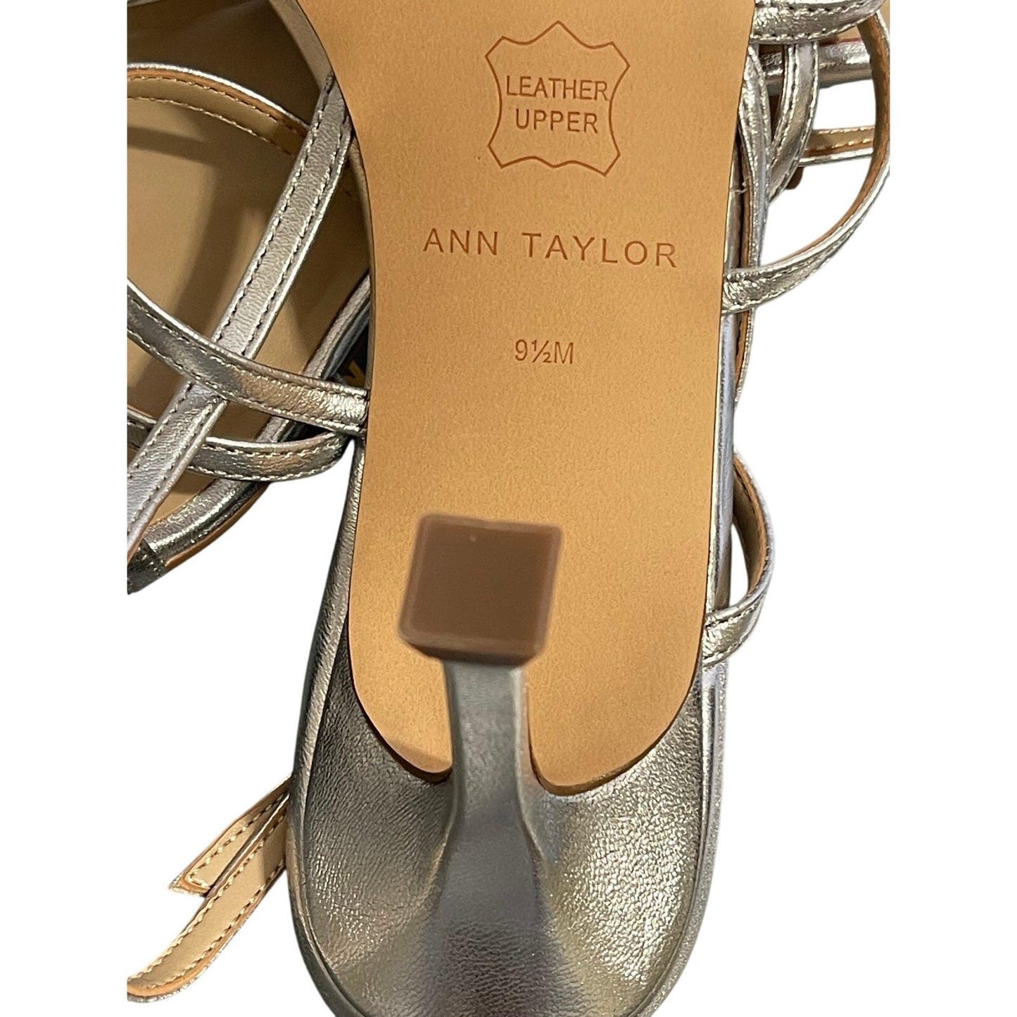 NIB Ann Taylor Silver Leather Strappy Sandals Size 9.5 M