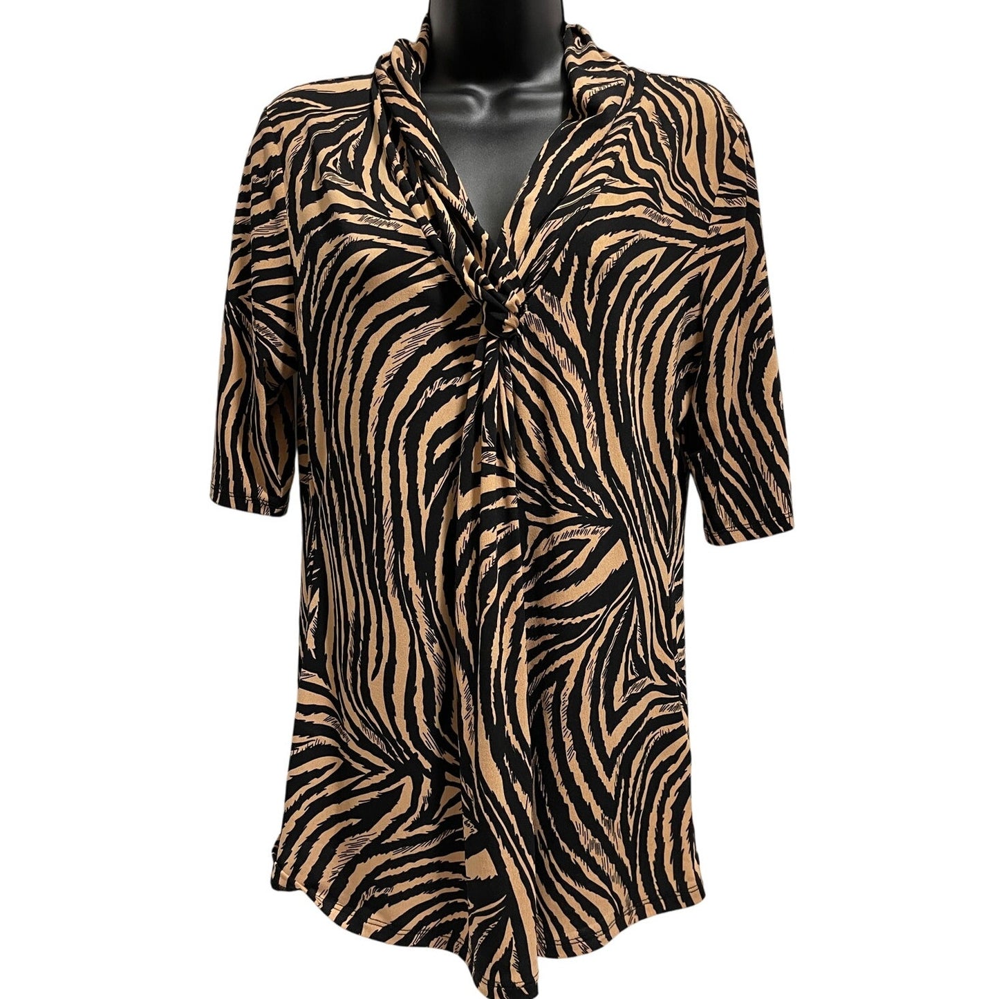 Premise 3/4 Sleeve Tiger Stripe Animal Print Blouse Size Large