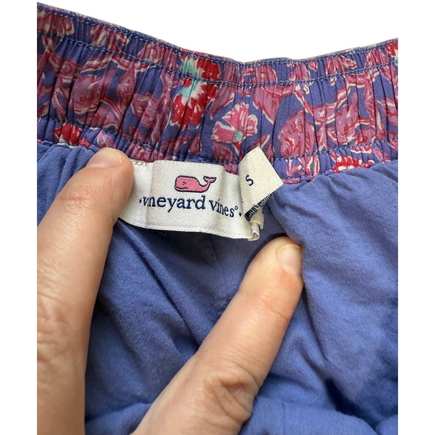 Vineyard Vines Purple and Blue Floral Print Elastic Waist Mini Shorts Size Small