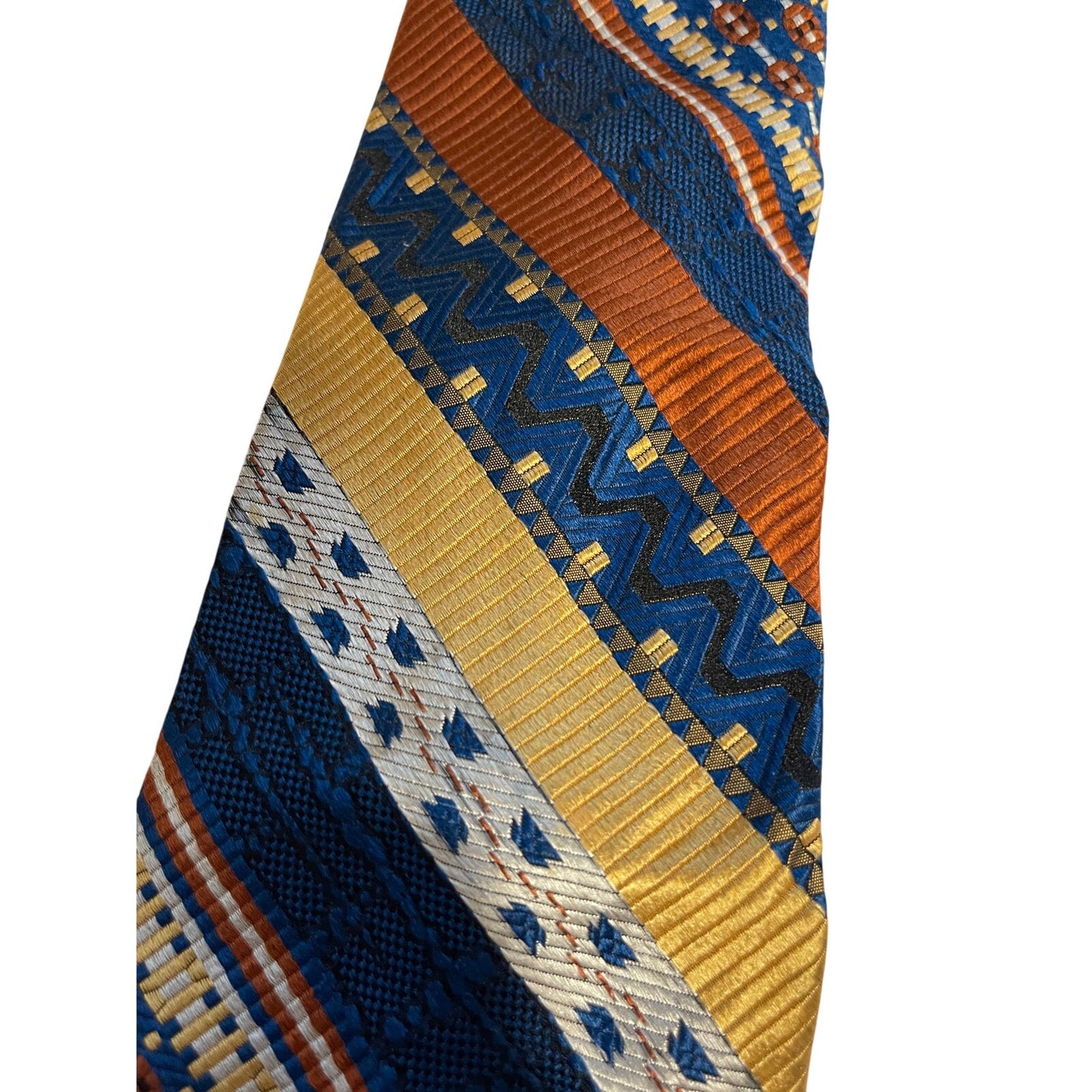 Vintage The Custom Shop Multicolor Striped Textured 100% Silk Necktie
