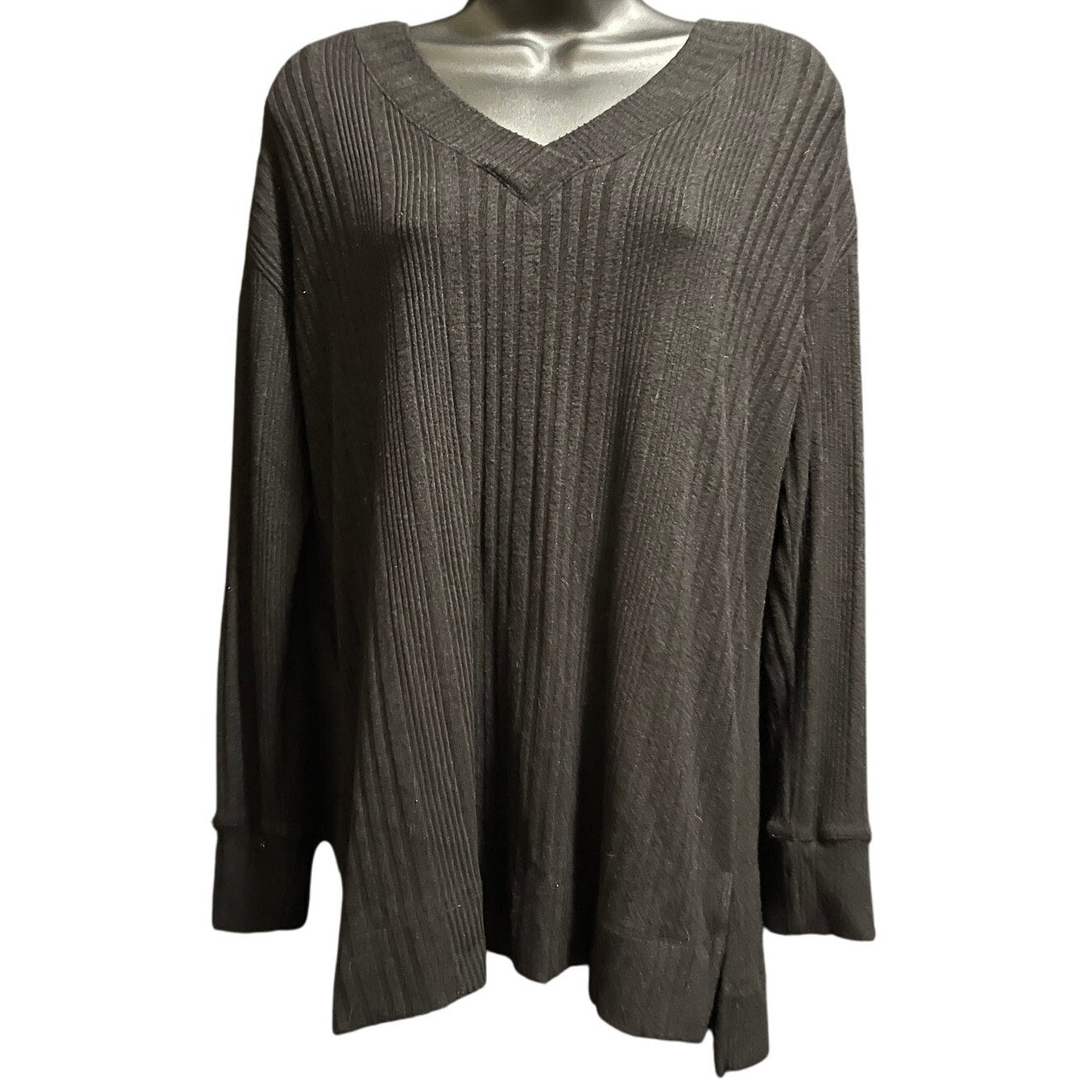 Andrew Marc Black Ribbed Long Sleeve Sweater - Size XS