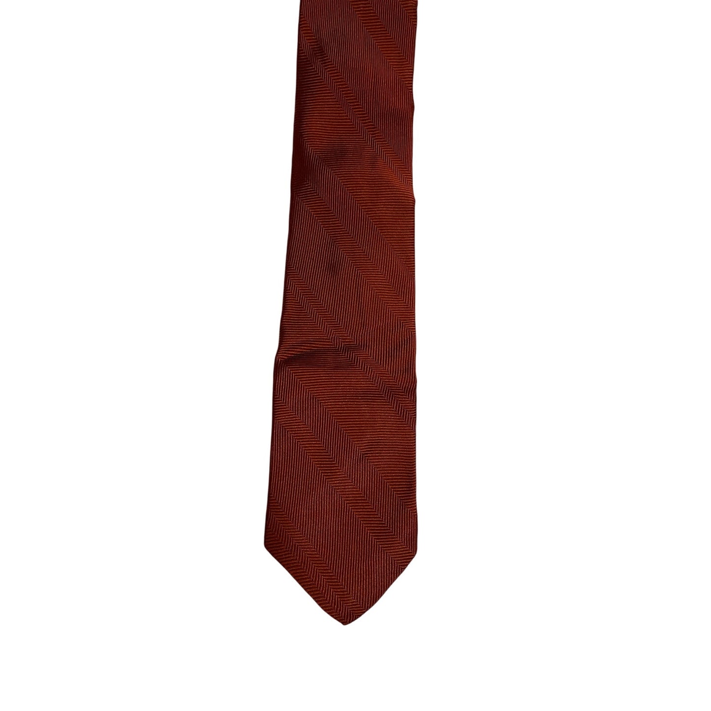 Vintage Damon Orange Textured 100% Silk Necktie - Men's Tie
