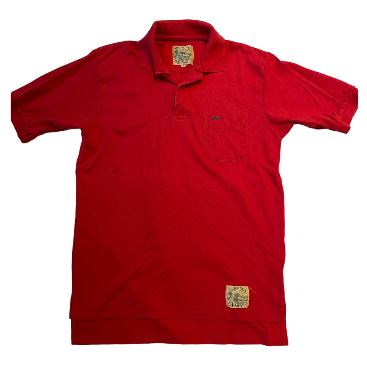 Vintage Bermuda Railway 100% Cotton Medium Red Polo Shirt Golf