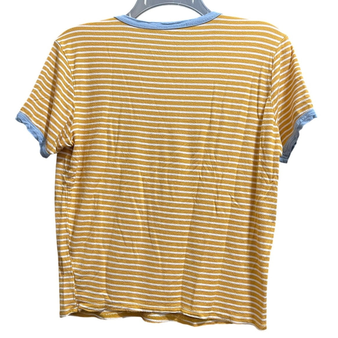 Unbranded Mustard Yellow & White Striped Short Sleeve Super Soft T-Shirt