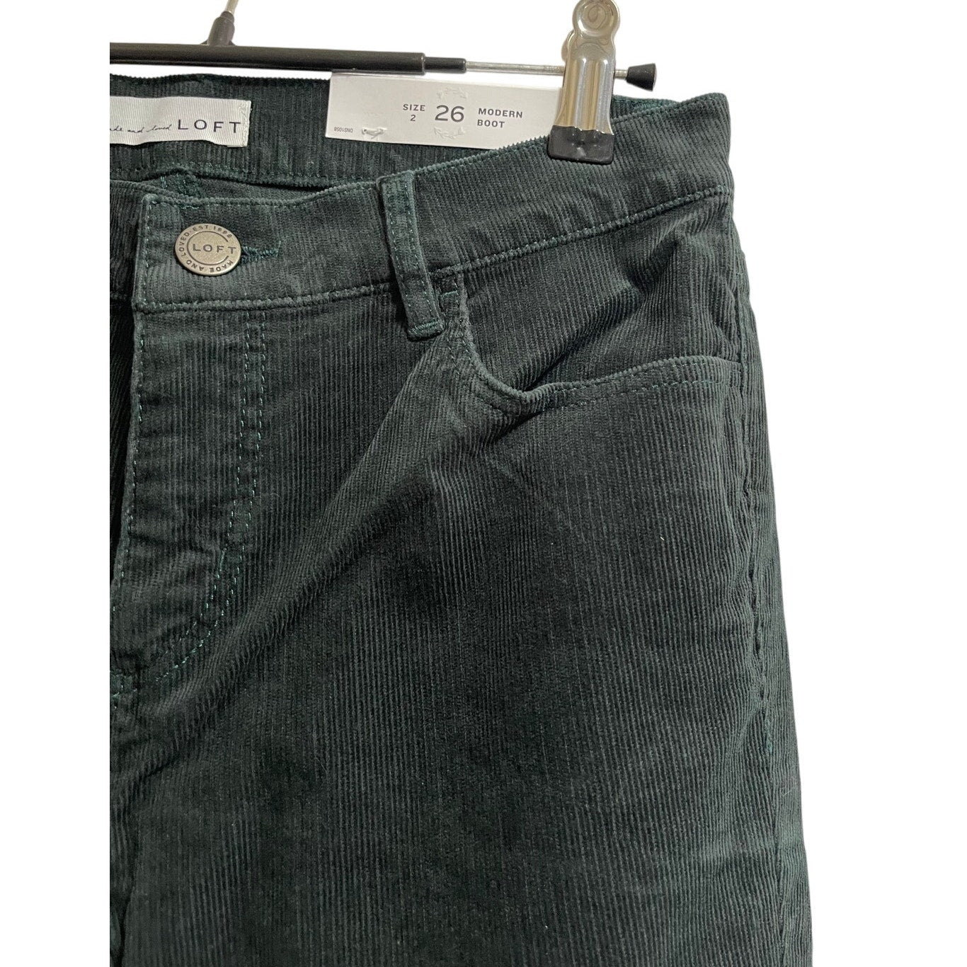 NWT Ann Taylor The Loft Dark Gray Corduroy Curvy Bootcut Jeans Size 26