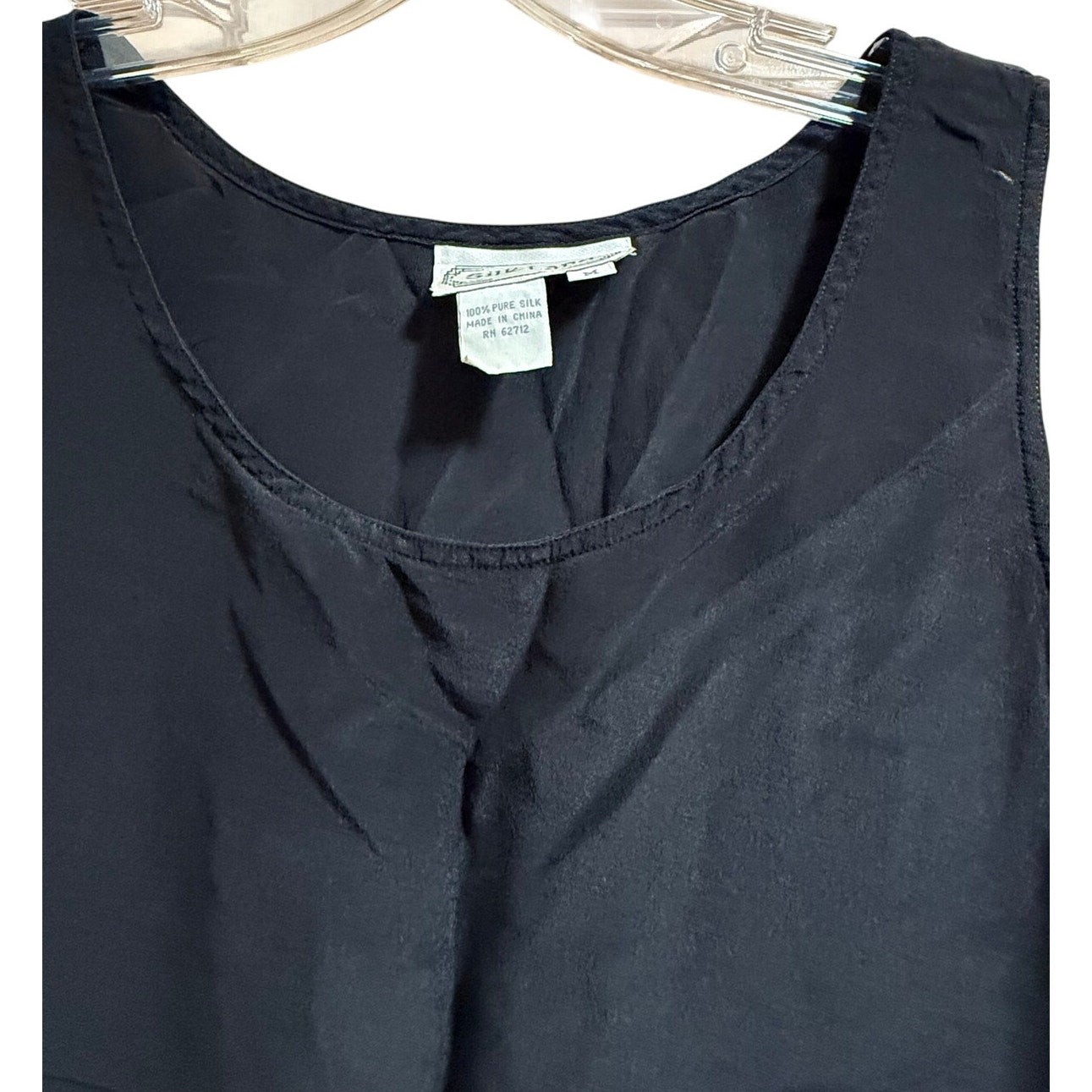 Vintage Silk Land Black Sleeveless Pure Silk Size Medium Blouse