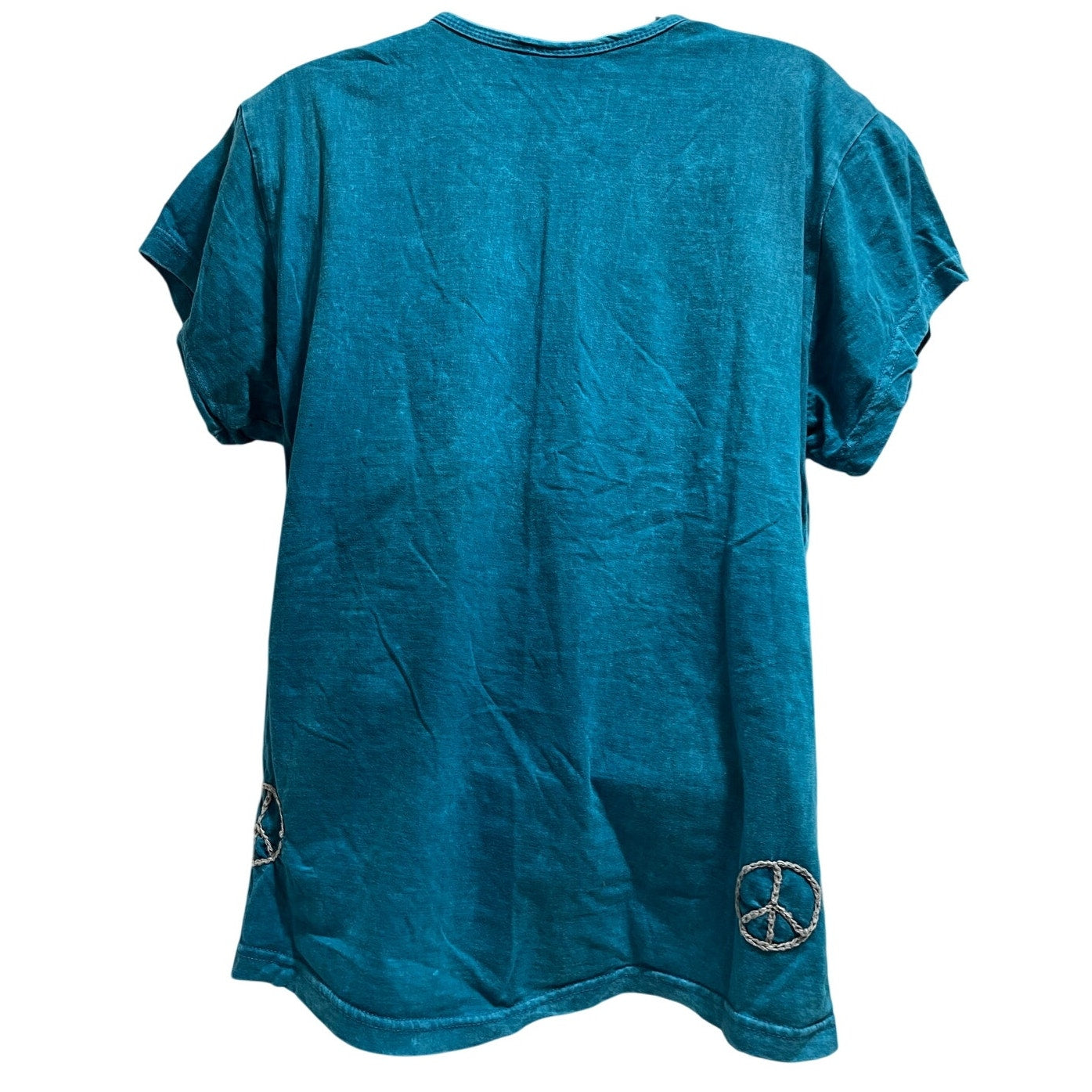 Shop Therapy Blue Black Short Sleeve Textured T-Shirt - Size S/M - Vintage 90's