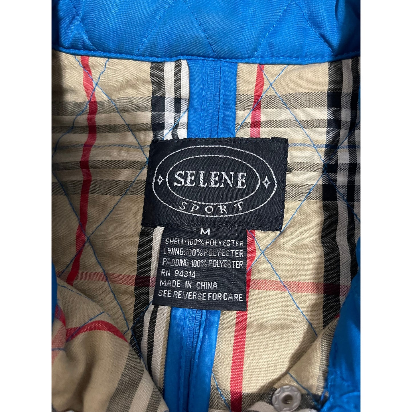 Selene Sport Blue Quilted Jacket Size Medium