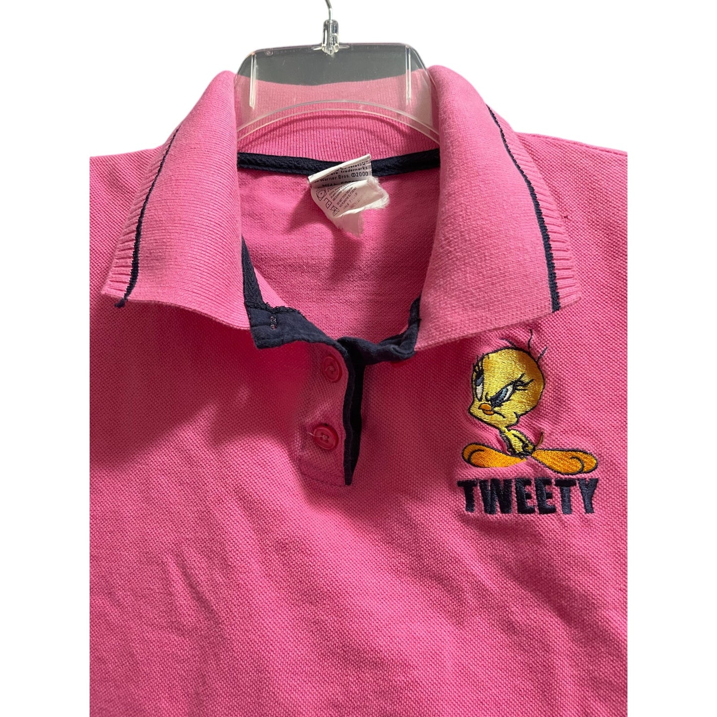 Vintage Y2K Looney Tunes Tweety Bird Embroidered Polo Tank - Medium
