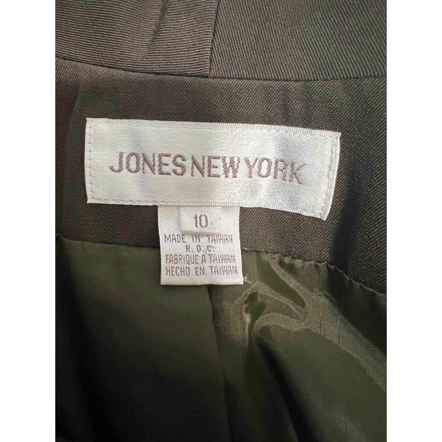 Jones New York - Dark Olive / Pea Green - Lined Suit Jacket / Blazer - Size 10