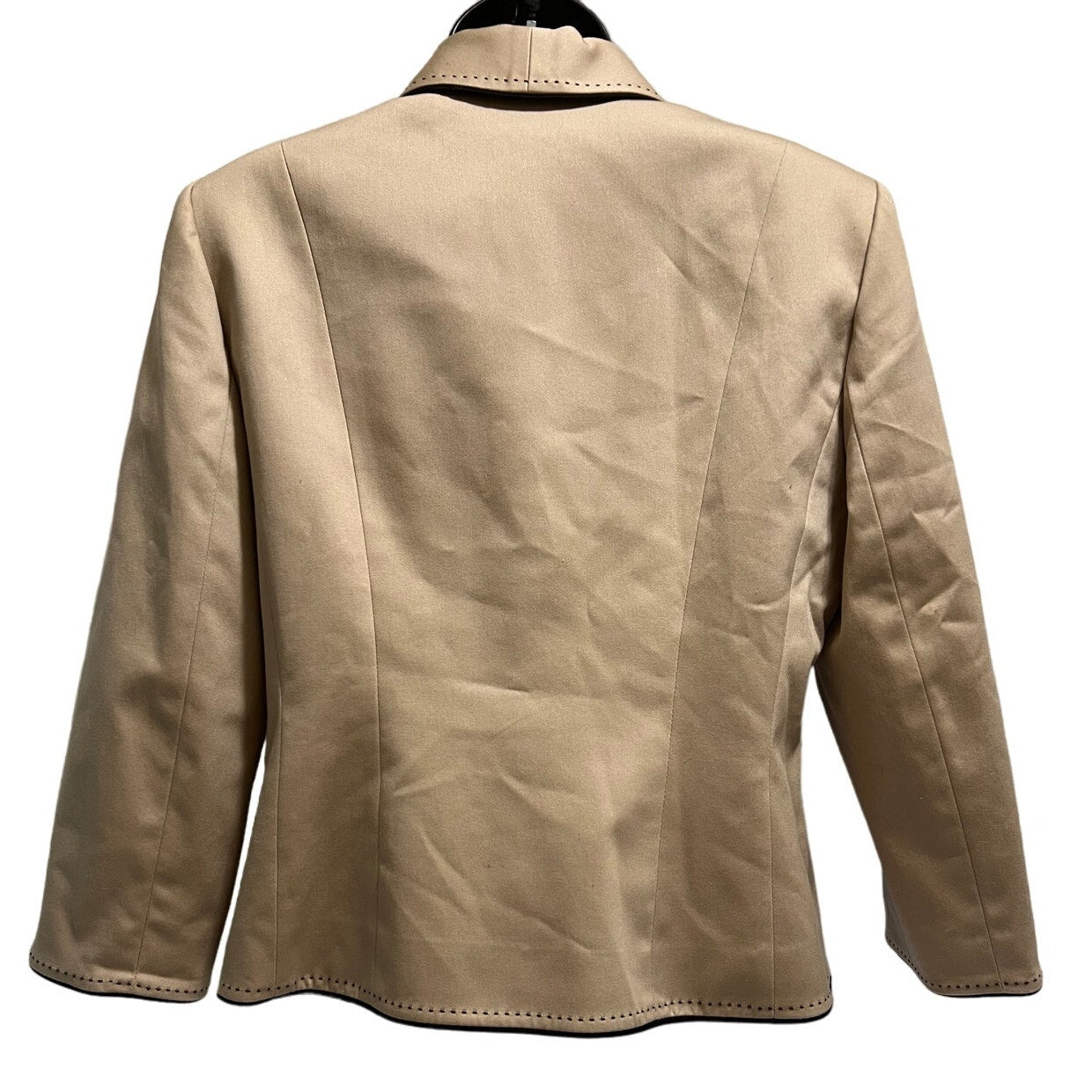 Tahari Arthur S. Levine Petite 8 - Tan Blazer w/ Leather and Gold Snap Closure