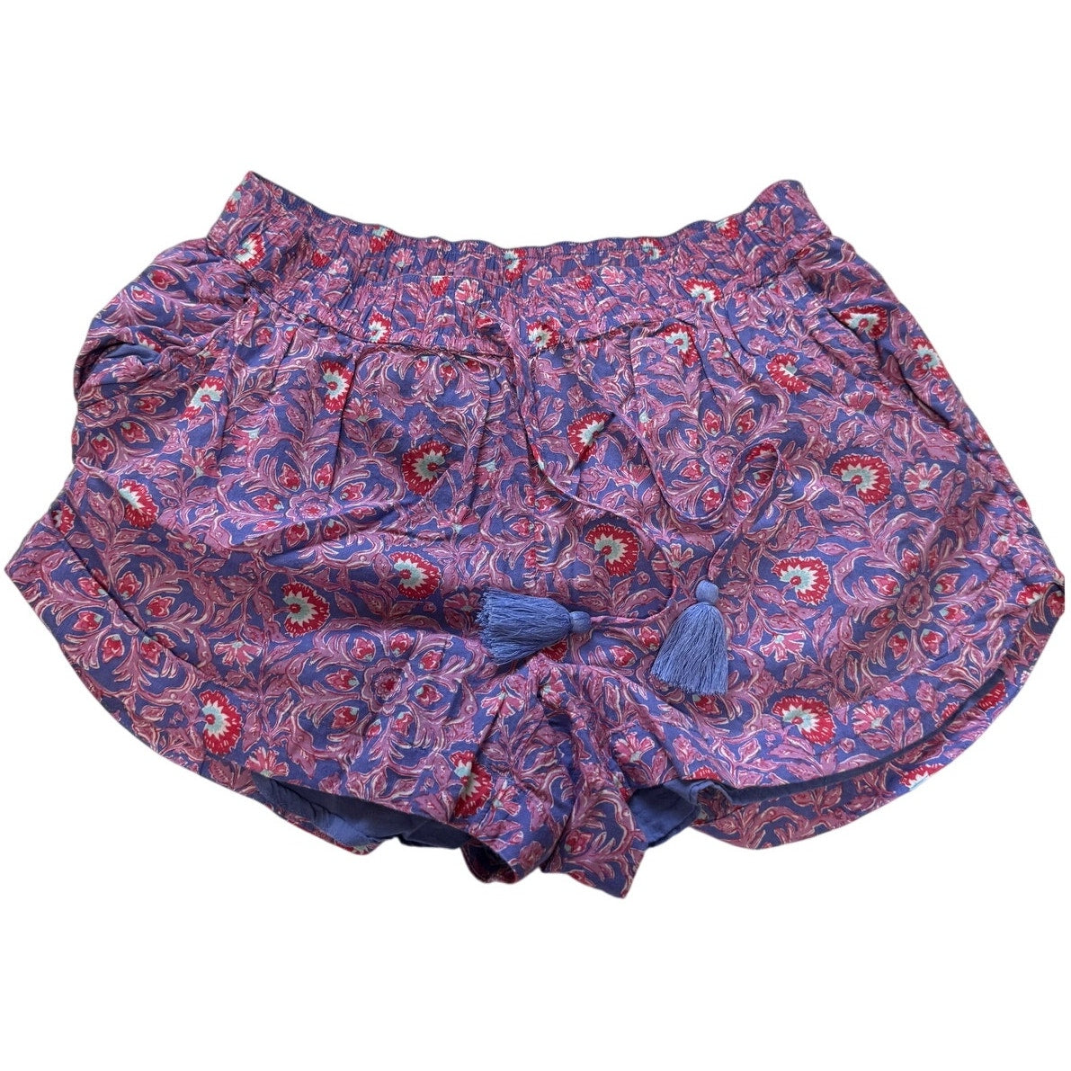 Vineyard Vines Purple and Blue Floral Print Elastic Waist Mini Shorts Size Small