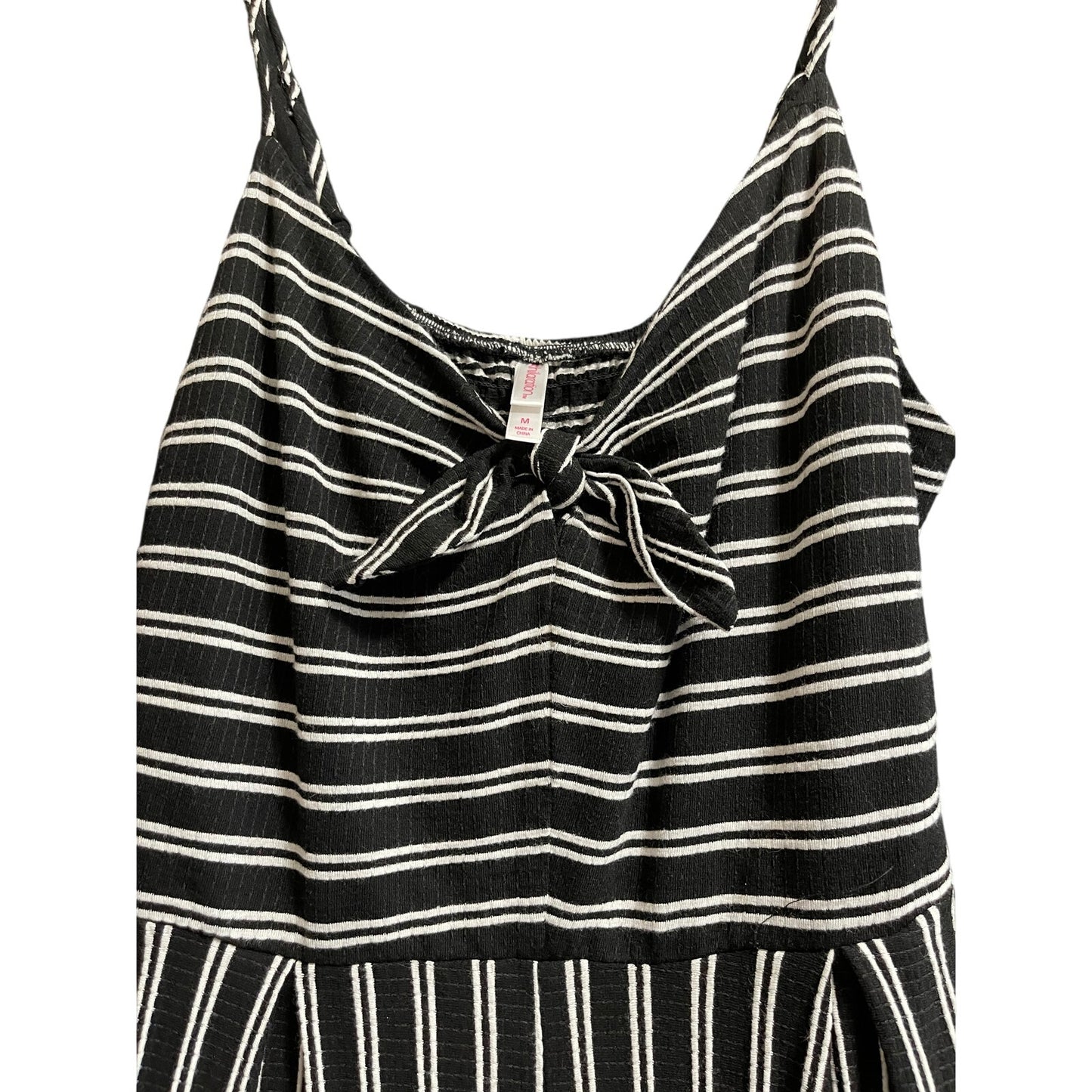 Xhilaration Size Medium Sleeveless Black & White Stripe Jumpsuit