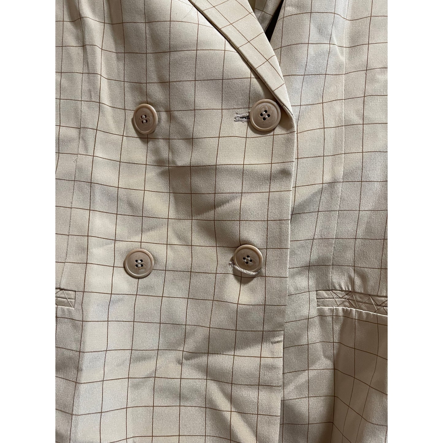 Charter Club 100% Silk Tan Checkered Blazer - Size 12 - NWOT