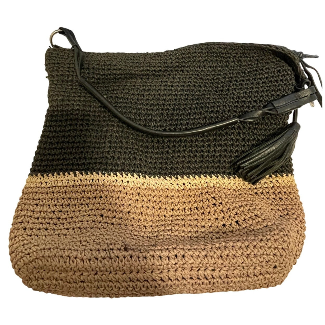 Vintage Banana Republic Black and Tan Woven Tote Bag