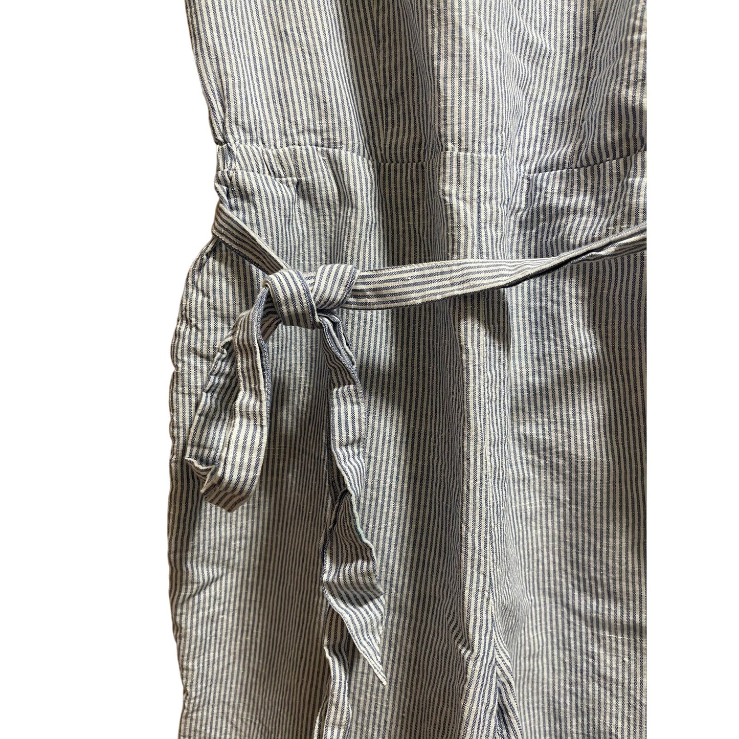 Talbots White & Blue Pinstripe Sleeveless Jumpsuit w/Belt - Size 2