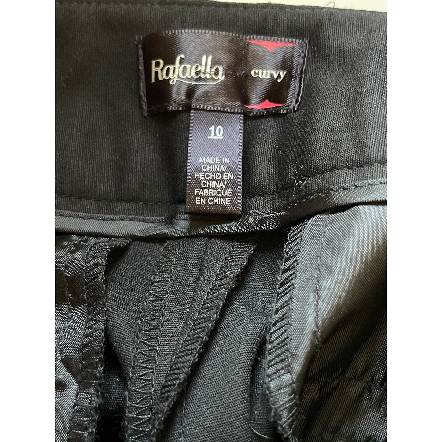 Rafaella Women's Curvy Fit Size 10 Black Dress Pants
