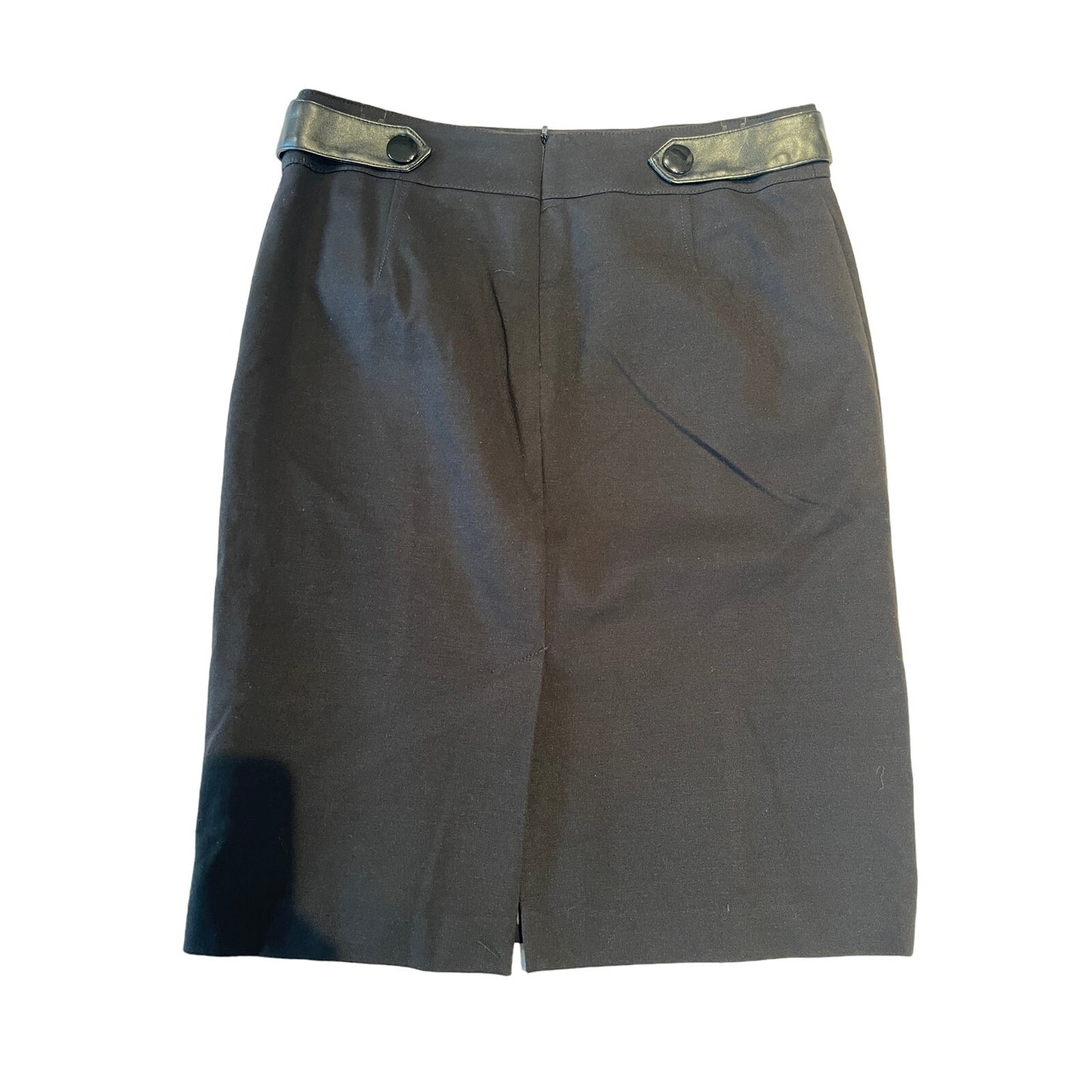 Dahlia Collection Black Lined Pencil Skirt - Leather Accents - Size 8