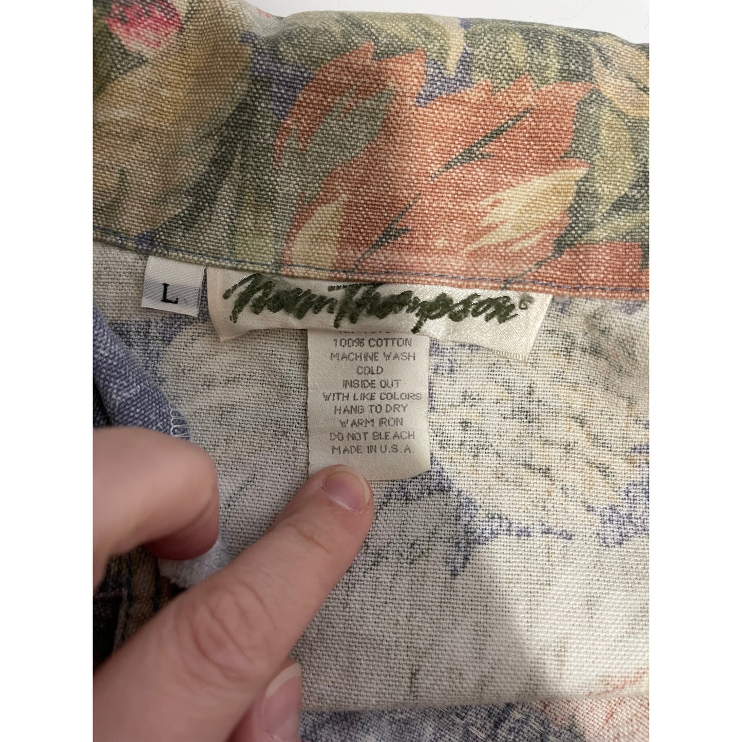 Vintage Norm Thompson Floral Denim Jacket - 100% Cotton - Large