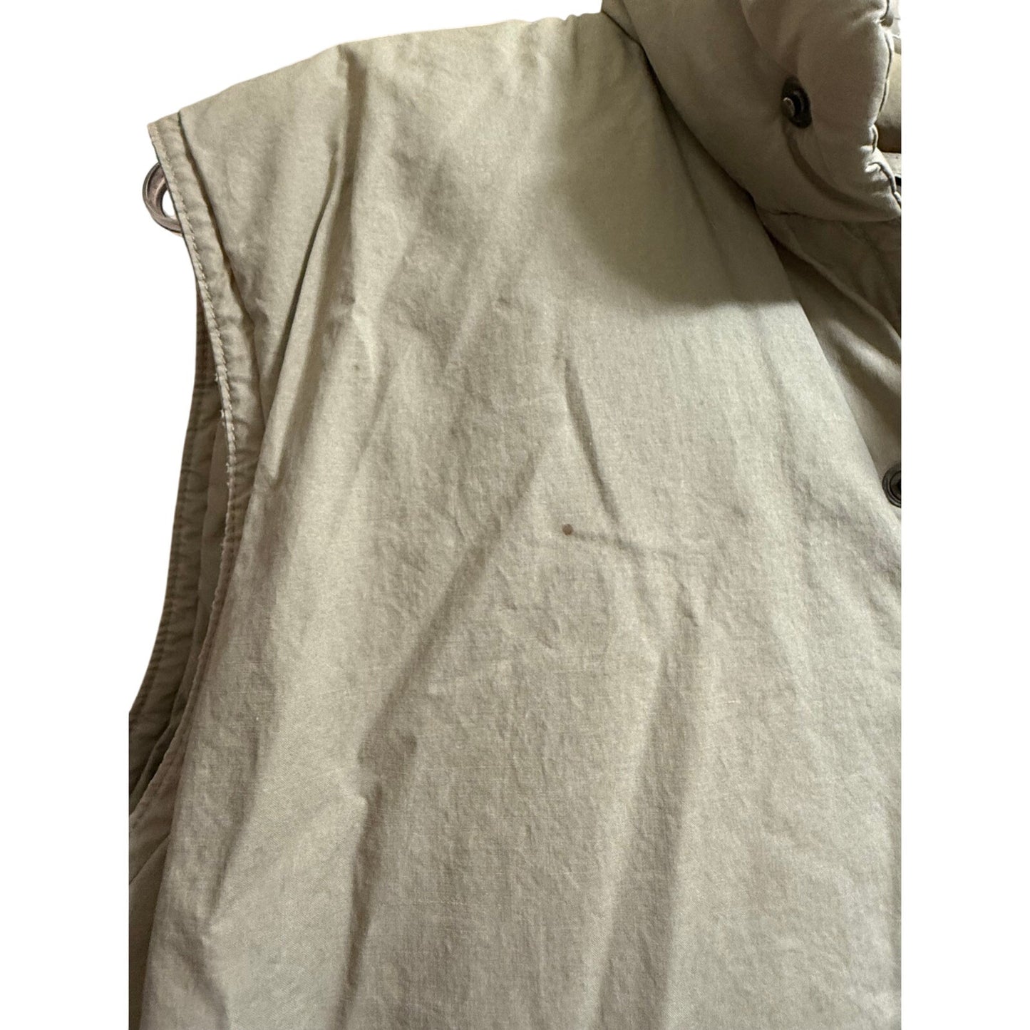 Vintage Orvis Goose Down Puffer Vest Medium Beige Tan Full Zip