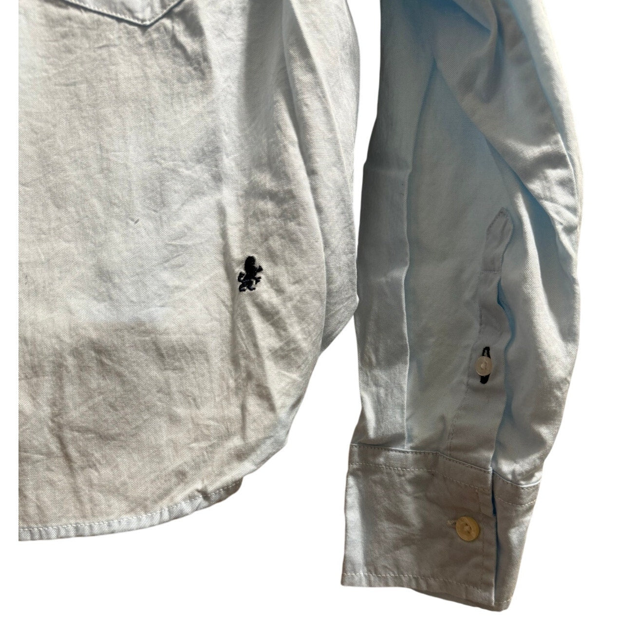Felix 100% Cotton Light Blue Button Up Blouse - One Size