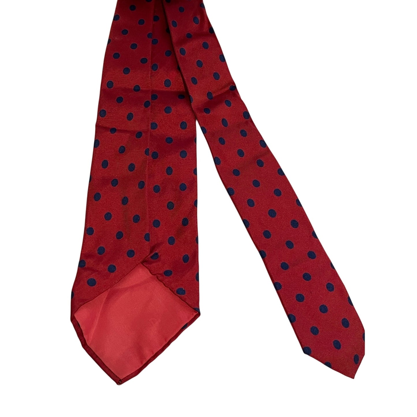 Vintage Reis of New Haven All Silk Red & Blue Polka Dot Print Necktie