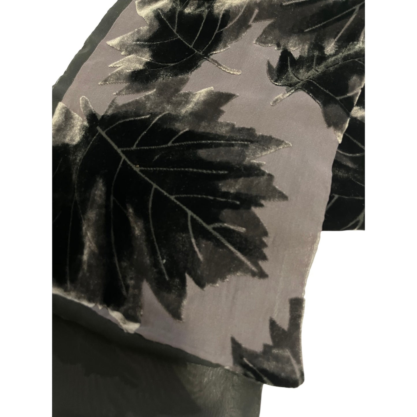Vintage Gray Leaf Patterned Velvet Women's Fall Harvest Scarf