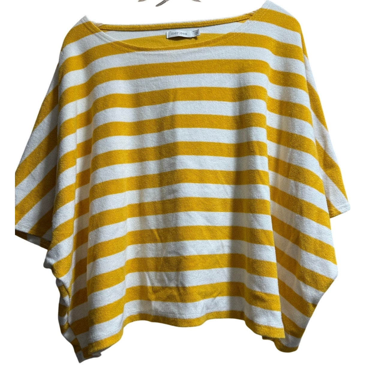 Mersea Oversized Boxy Cotton Blend Yellow & White Striped Blouse - One Size
